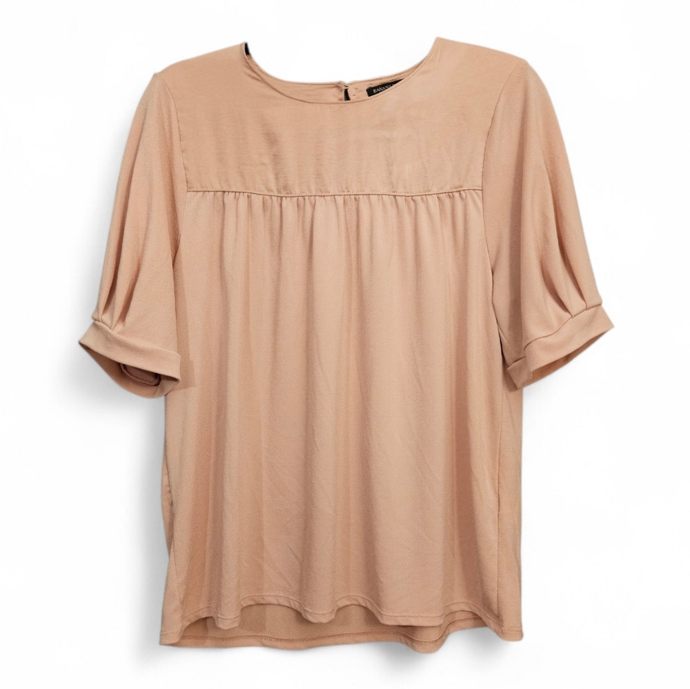 ​Banana Republic Blush Pink Crepe Puff Sleeve Blouse - Size Large